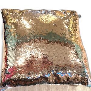 Holographic Reversible Sequins Sparkle Pillow - EUC